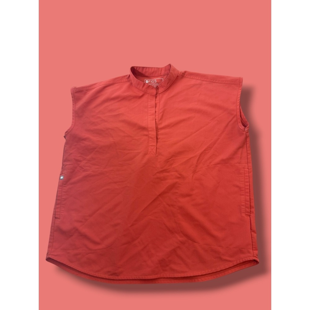 Figs Technical Collection Reddish/Orange Scrub Top Size Medium